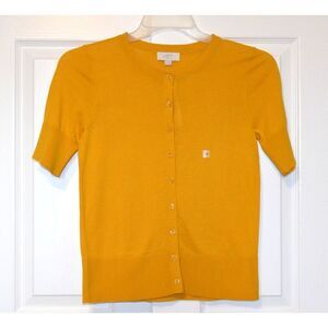 LOFT‎ Ann Taylor Women's Cap Short Sleeve Button Front Sweater in Plum, size M